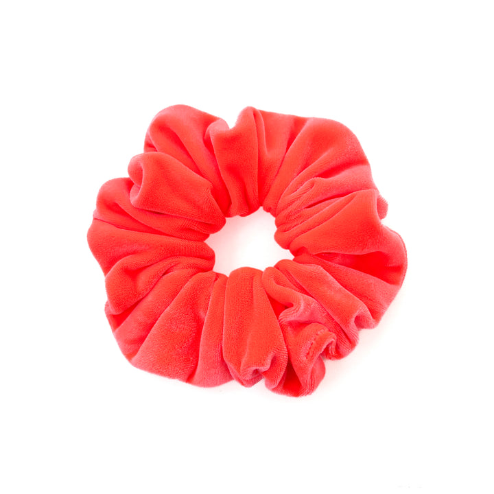 Luxe Velvet Scrunchie | neon coral