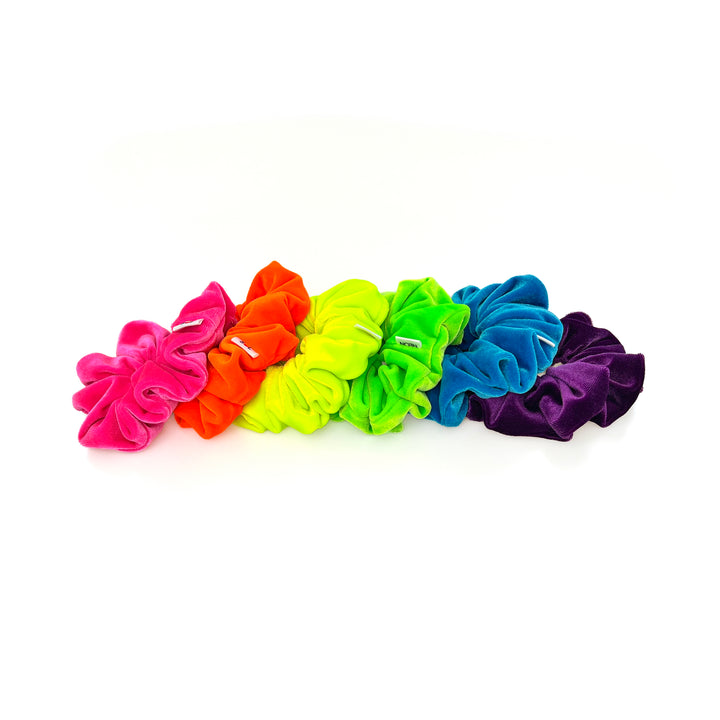 Luxe Velvet Scrunchie Set | neon rainbow set of 6